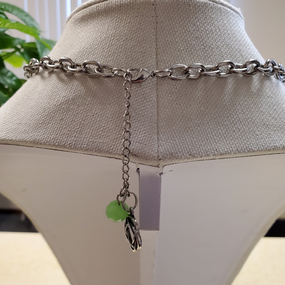 Interlocking Circle Silver Tone Link Necklace - image 4